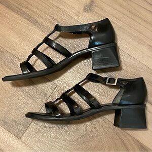 Bandolino Black Leather Sandal Shoes Size 8M